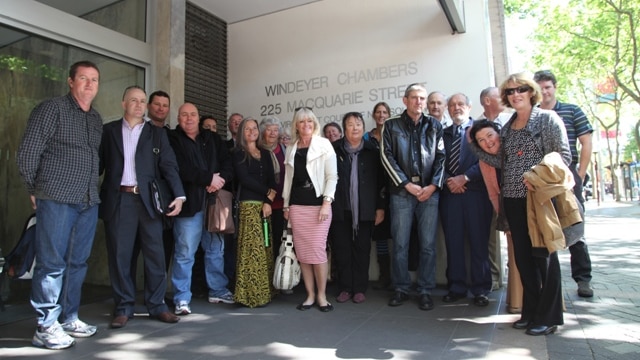 Fullerton Cove residents at the Land and Environment Court last year for a hearing against coal seam gas exploration in their suburb.