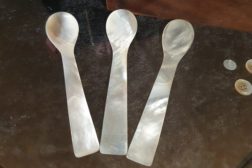 spoons made out of pearl shell
