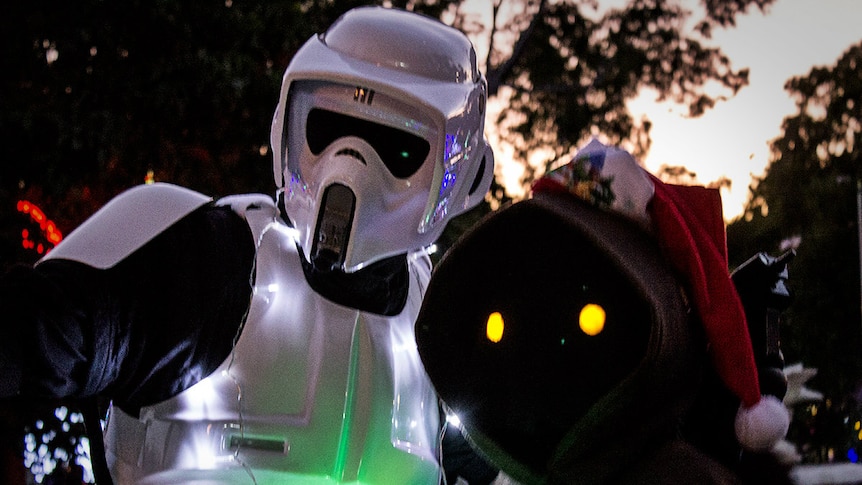 Dave and Stacey Kenna, dressed as characters from Star Wars, pose at the Toowoomba Christmas Wonderland