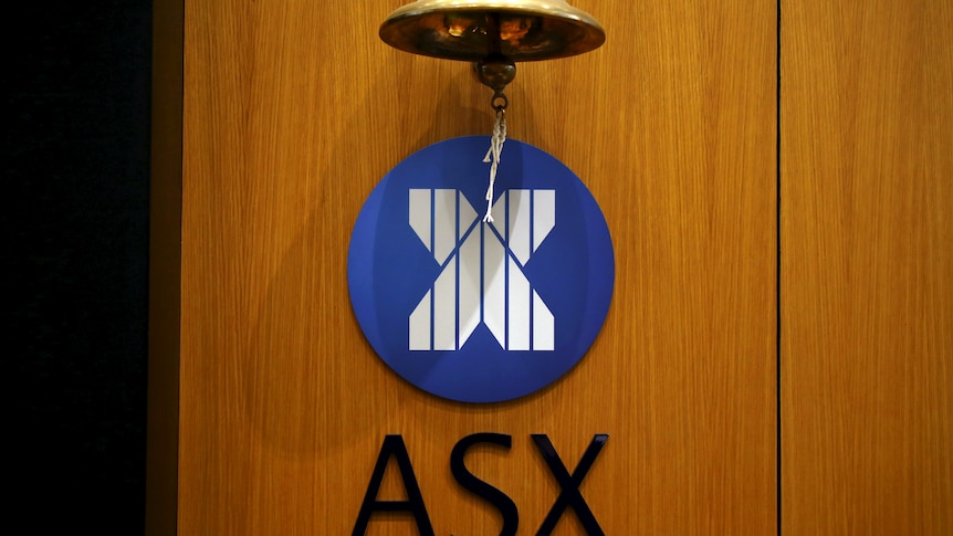 A bell hangs above an ASX logo. 