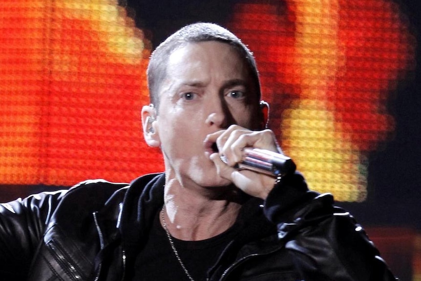 Eminem performs onstage at the 53rd annual Grammy Awards in Los Angeles, California.