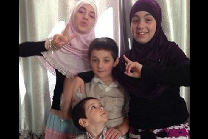 Khaled Sharrouf's children Zaynab (pink scarf), Hoda (black scarf), Abdullah(centre) and Hamzah (front).