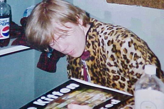 Thurston Moore of Sonic Youth wears a leopard print jacket