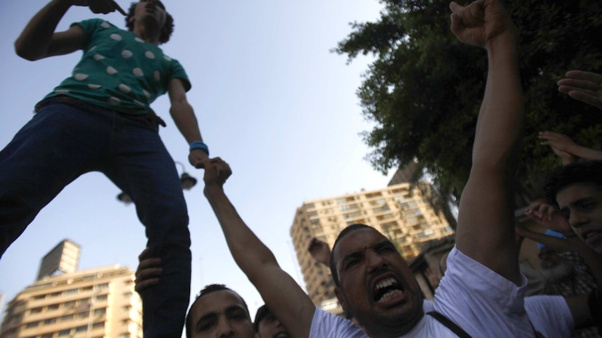 Muslim Brotherhood protesters in Egypt following deaths of prisoners