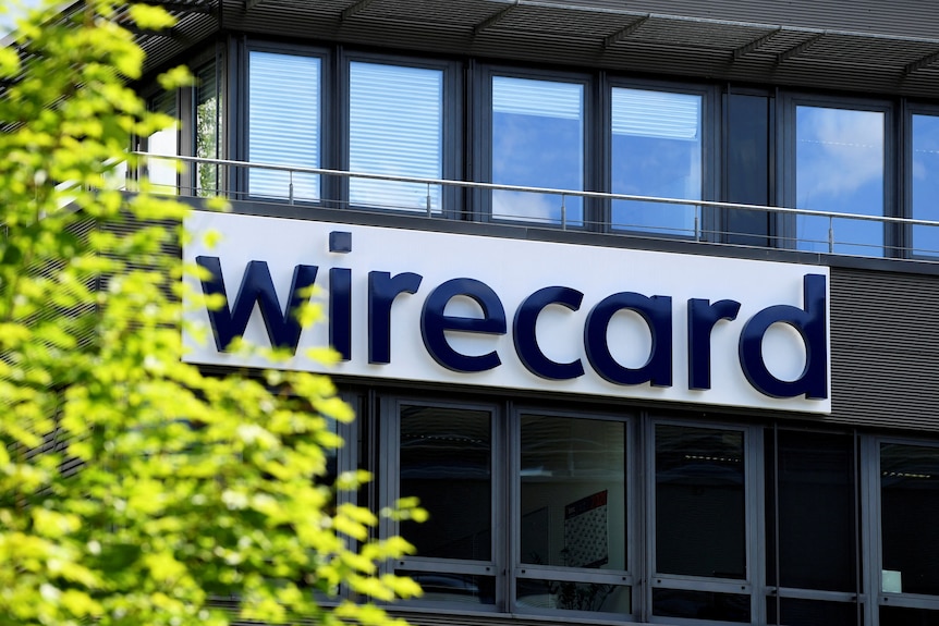 A building with the words "wirecard" on it