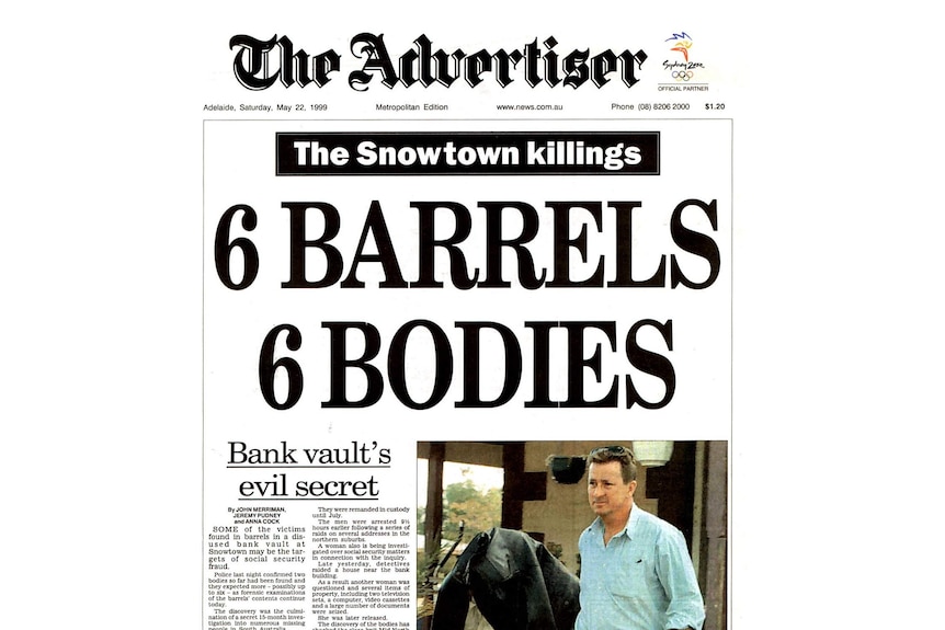 The Advertiser front page on Snowtown murders.
