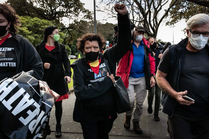 Masked protesters