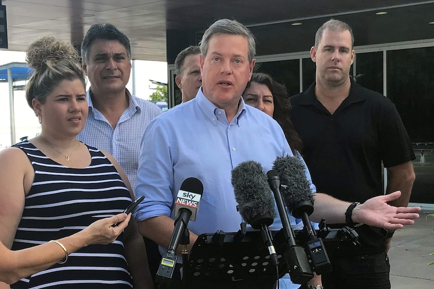Tim Nicholls speaking to the media in Cairns, promising to build two new youth detention centres.