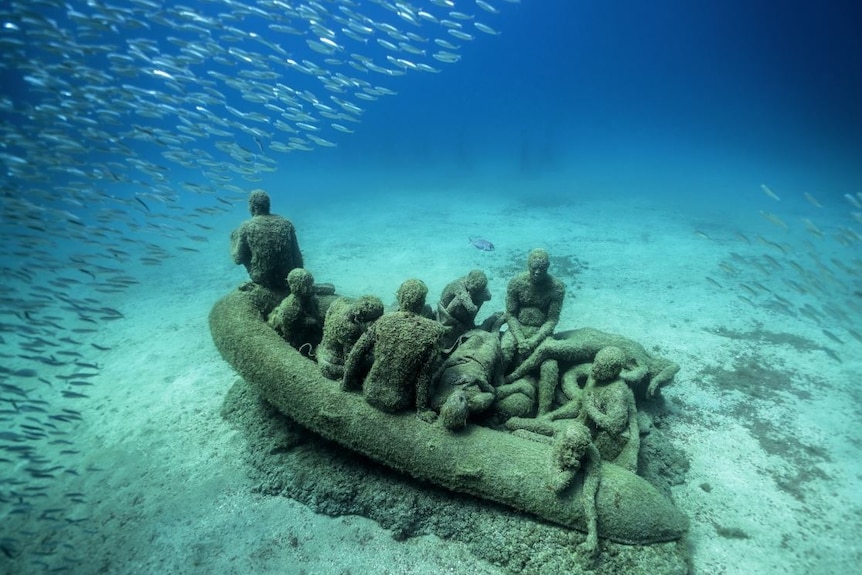 The Raft of Lampedusa by Jason deCaires Taylor