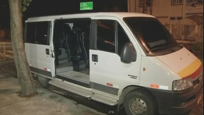A minivan in Rio in which two tourists were raped and beaten