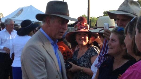 The Prince of Wales greets some of the Longreach locals during his visit to the town, Nov 5, 2012.