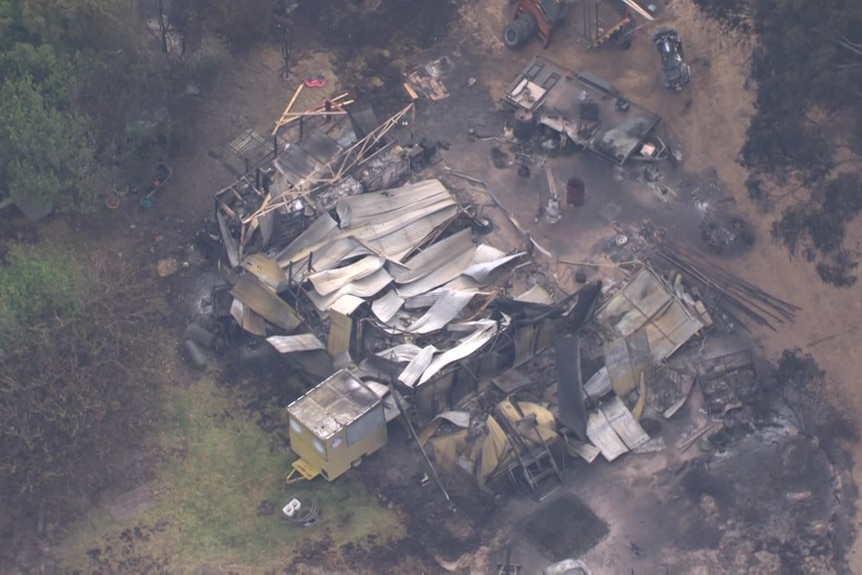 Aerial vision of one of the destroyed structures in Pomonal.