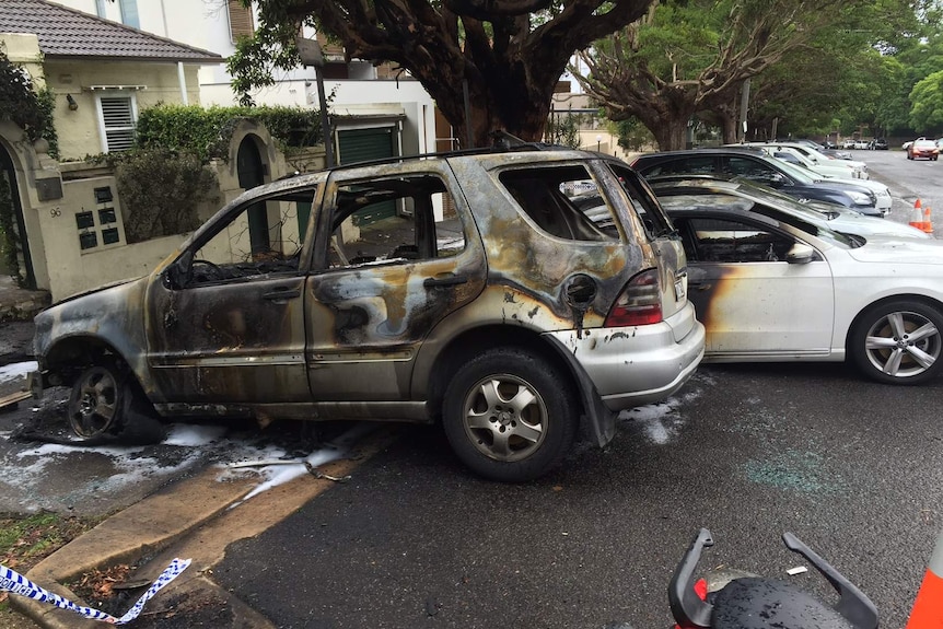 Cars damaged by fire