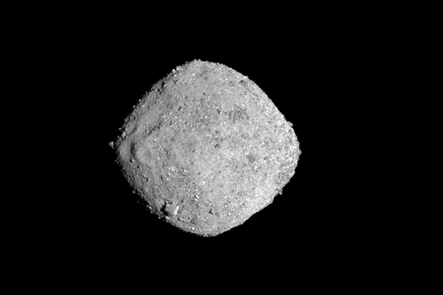 A NASA image shows the asteroid Bennu.