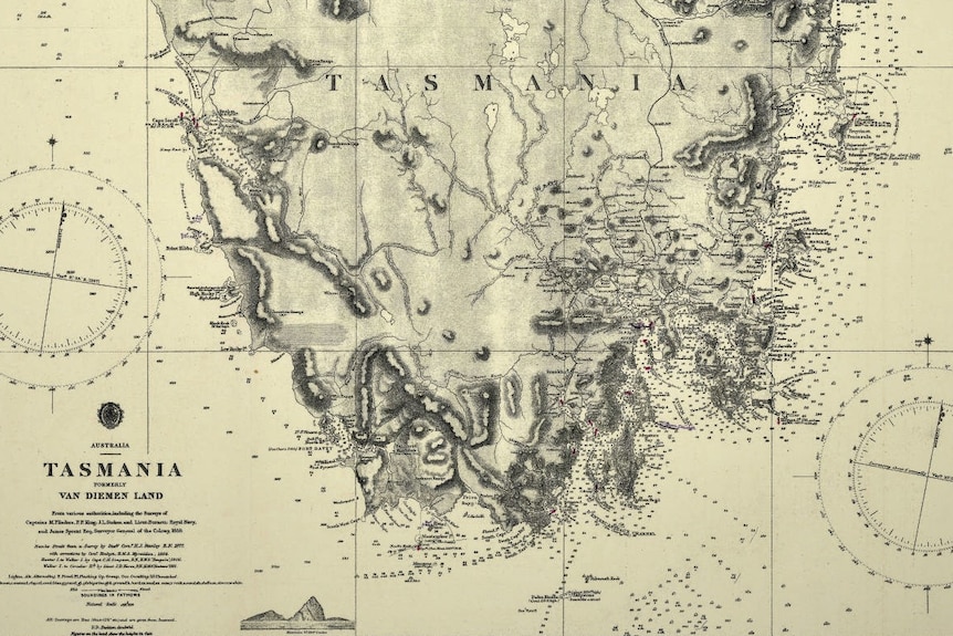 Old map of Tasmania.