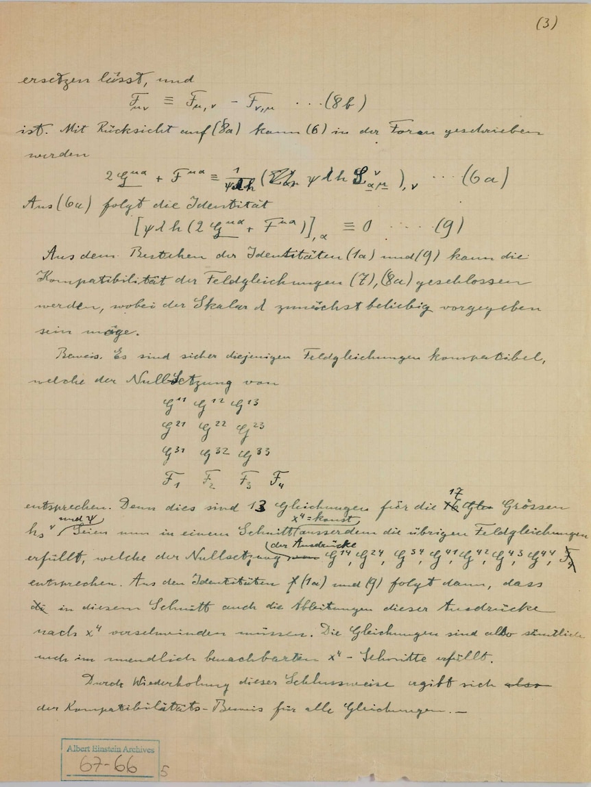 A picture of a yellowed page with neat handwriting and mathematical symbols.