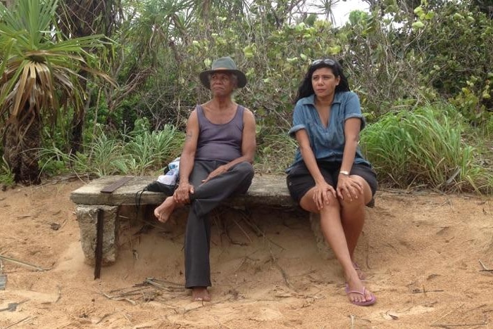 Traditional owner Tibby Quall, who lives near the Cox Peninsula, with daughter Sherana.