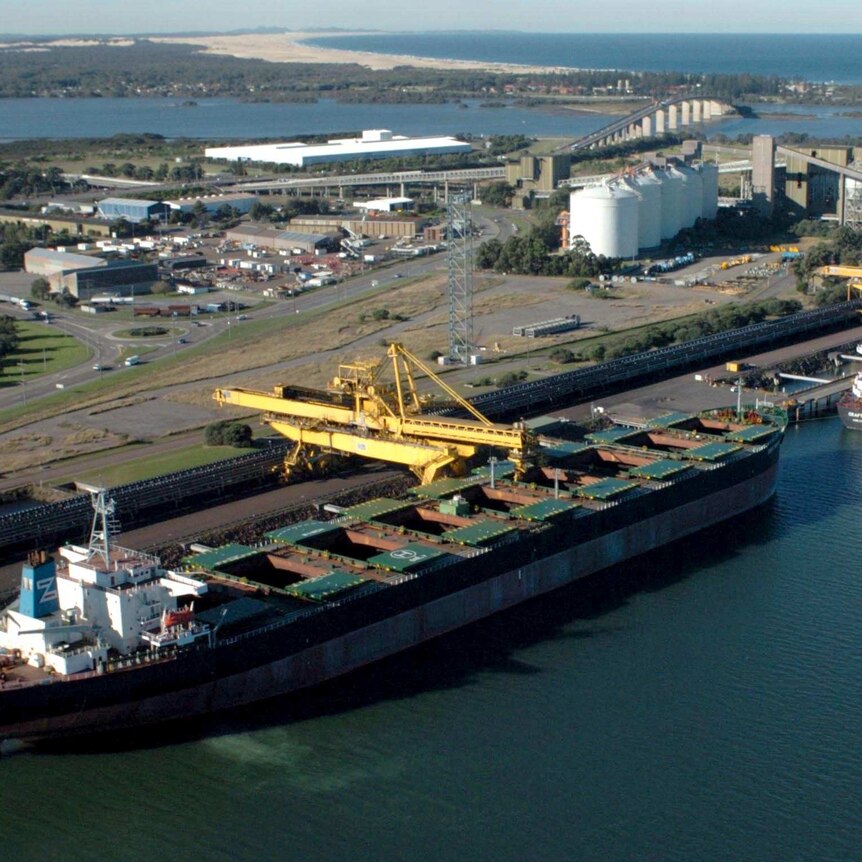 Ships are loaded with coal at Port Waratah.