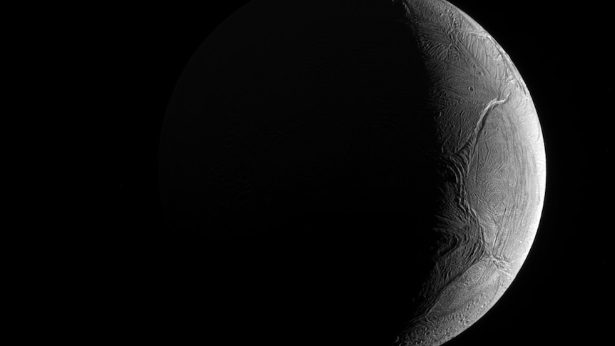 Saturn's moon Enceladus seen from Cassini spacecraft