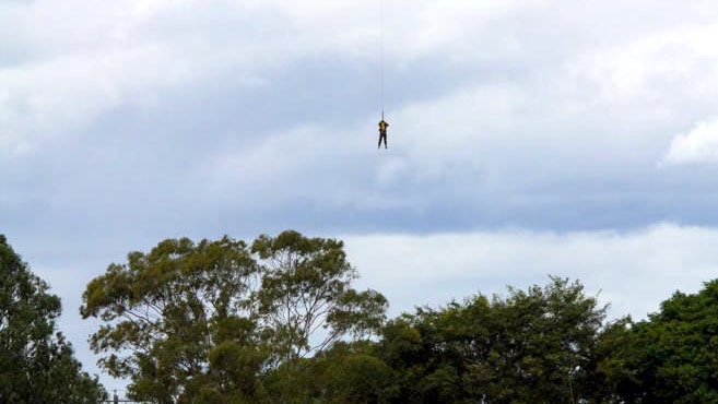 Blackhawk at work during mandatory evacuations in Bundaberg north.