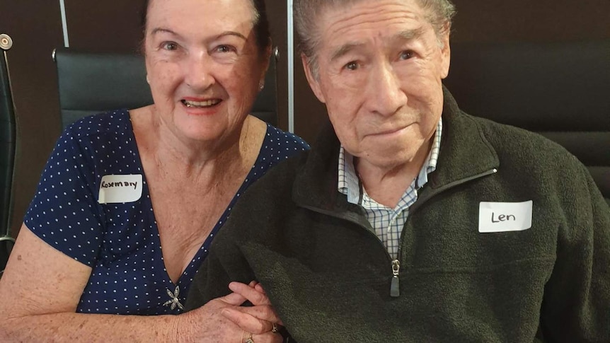 Len and Rosemary sit together on a visit to the Queensland State Archives’ Memory Lounge program in May 2017.