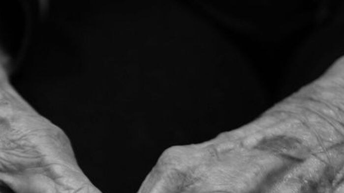Close up of old woman's hands
