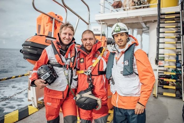 Simon Lewis and crew aboard the MV Aquarius