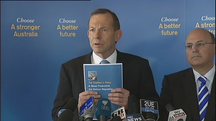 Tony Abbott unveils his policy blueprint to the public before the 2013 election.