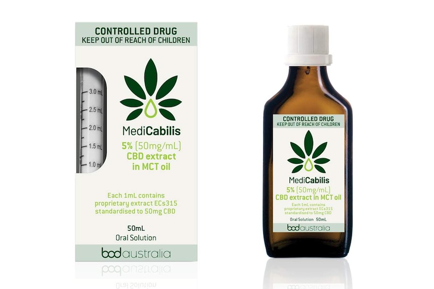 Product bottle and labels of MediCabilis CBD oil.