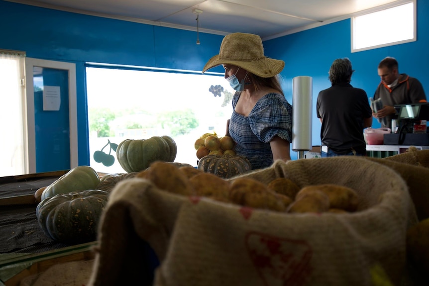 Woman shopping for groceries