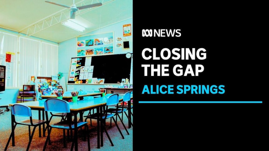 Closing the Gap, Alice Springs: Primary school classroom with chairs, tables and a blackboard.