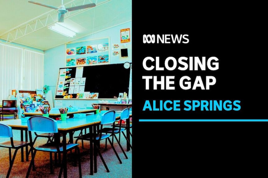 Closing the Gap, Alice Springs: Primary school classroom with chairs, tables and a blackboard.