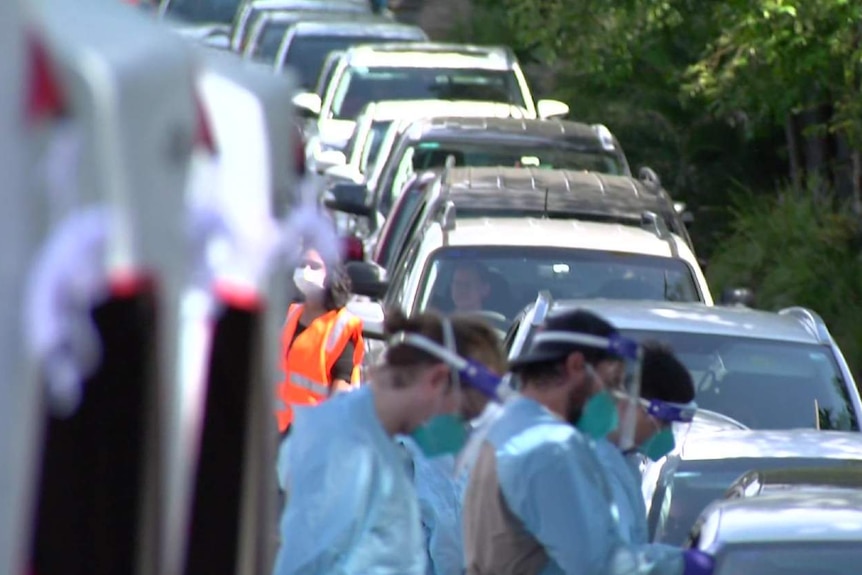 A queue of cars