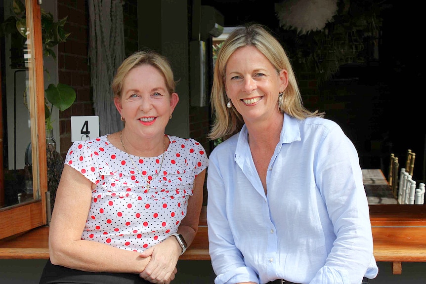 State MP for the LNP Ros Bates sitting with Angie Bell.