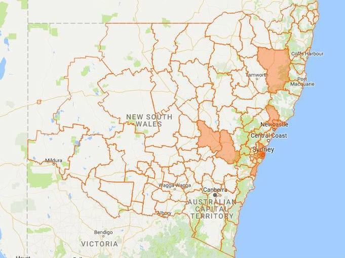 Map showing councils that have amalgamation pending