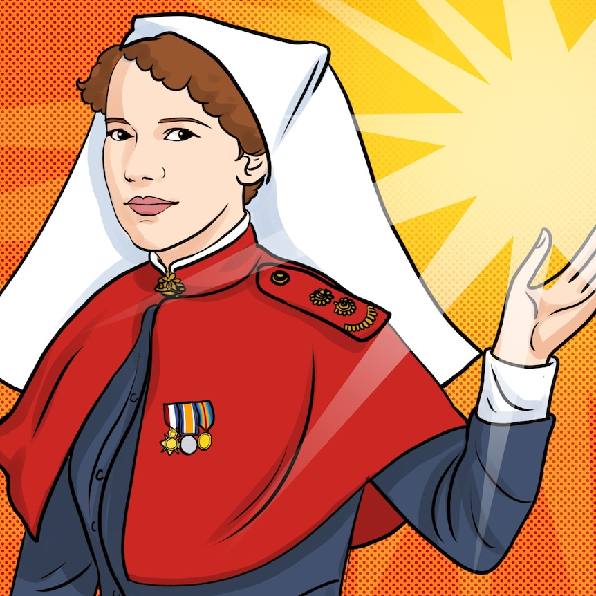 Illustration of Elizabeth Kenny in nurses uniform with medals