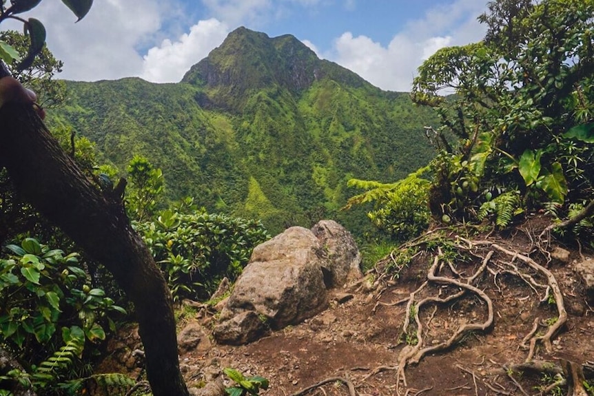 Mount Liamuiga is on the island of Saint Kitts.