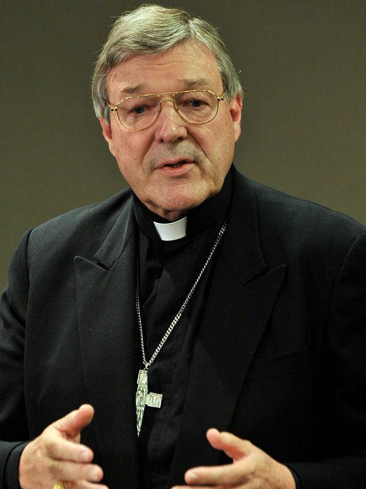 Cardinal George Pell gesturing with hands