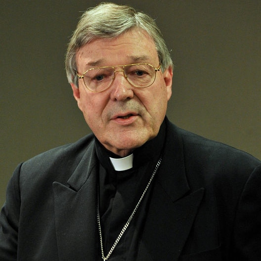 Cardinal George Pell gesturing with hands