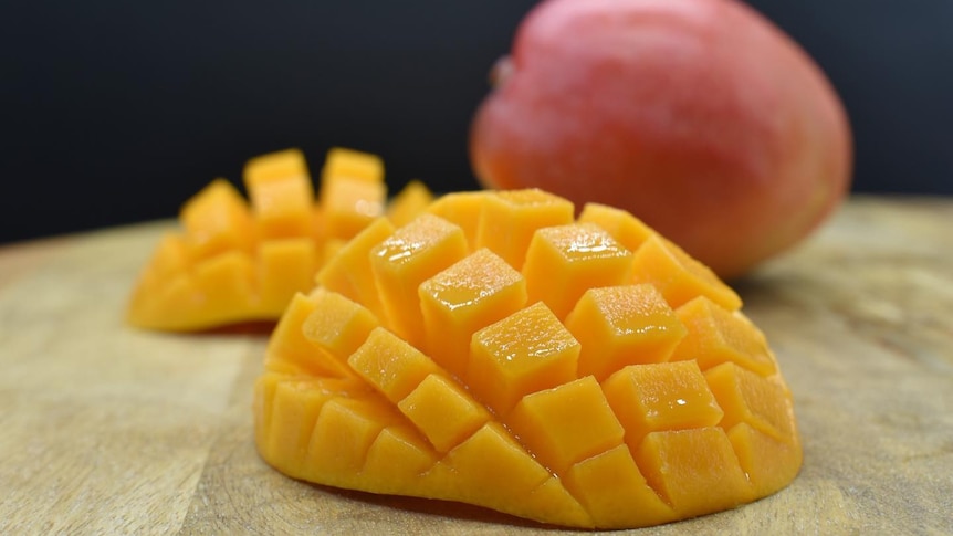 A cut up mango