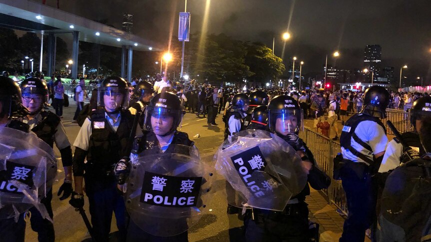 Riot police on the streets of Hong Kong.
