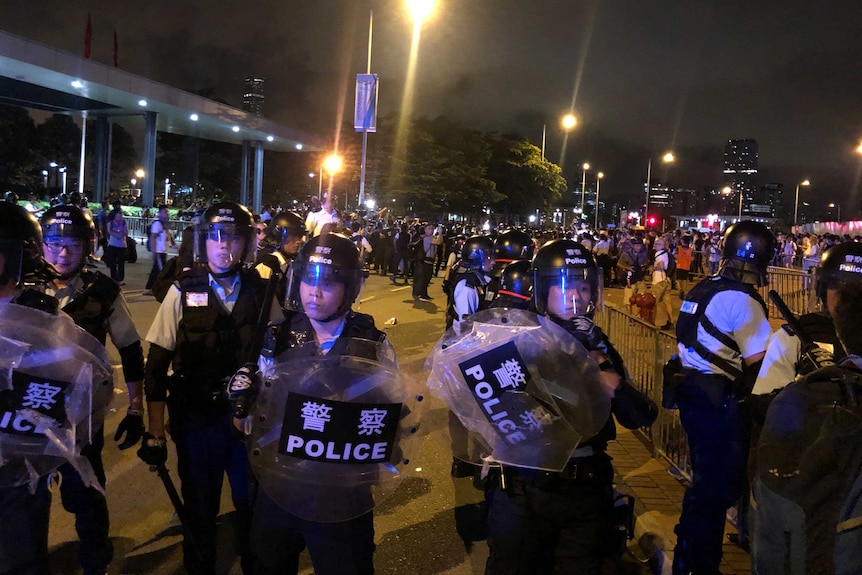 Riot police on the streets of Hong Kong.