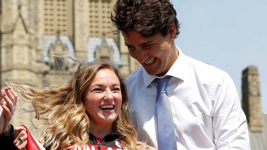 Trampolinist Rosie MacLennan and Prime Minister Justin Trudeau