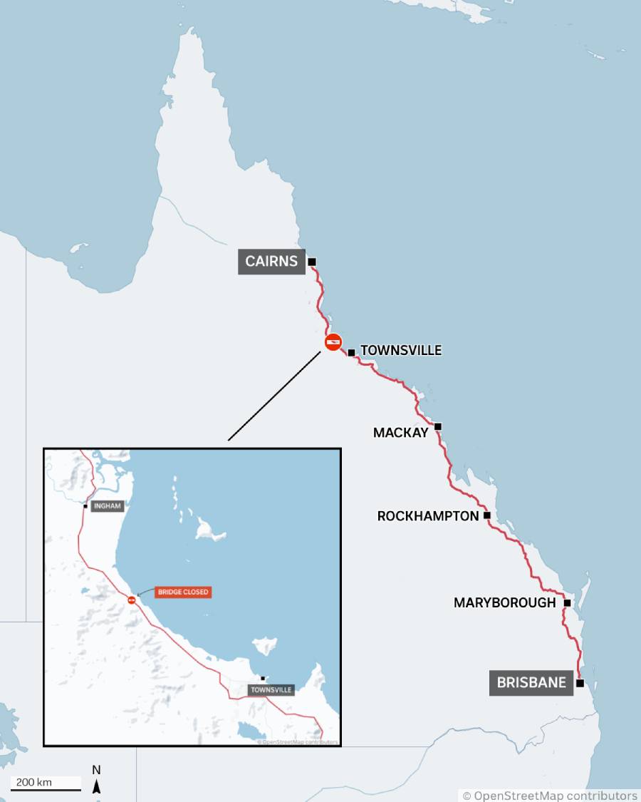 Bruce Highway bridge collapse cuts off flooded north Queensland - ABC News