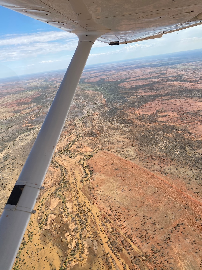Aerial view showing desert land in outback Australia