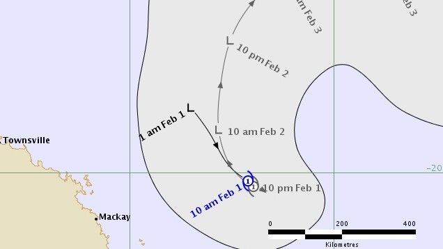 A map showing Tropical Cyclone Edna's forecast path