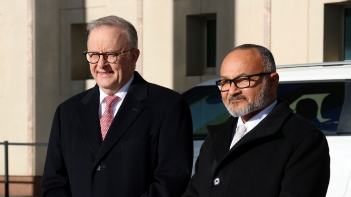 Tufala Prime Minister Anthony Albanese and Prime Minister Matthew Wale long Canberra (SIG Media)