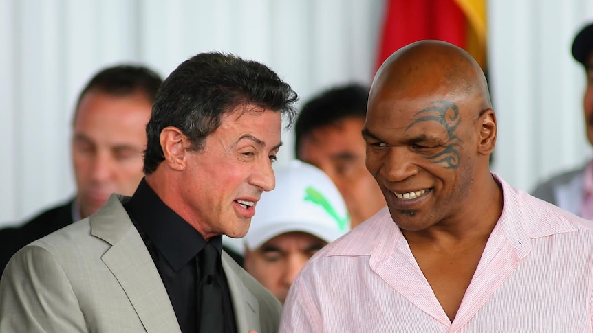 Hall of Famers ... Sylvester Stallone and Mike Tyson speak prior to their induction.