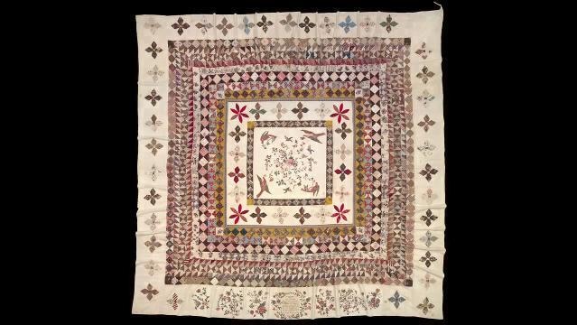 A patchwork quilt, titled ''The Rajah quilt' 1841