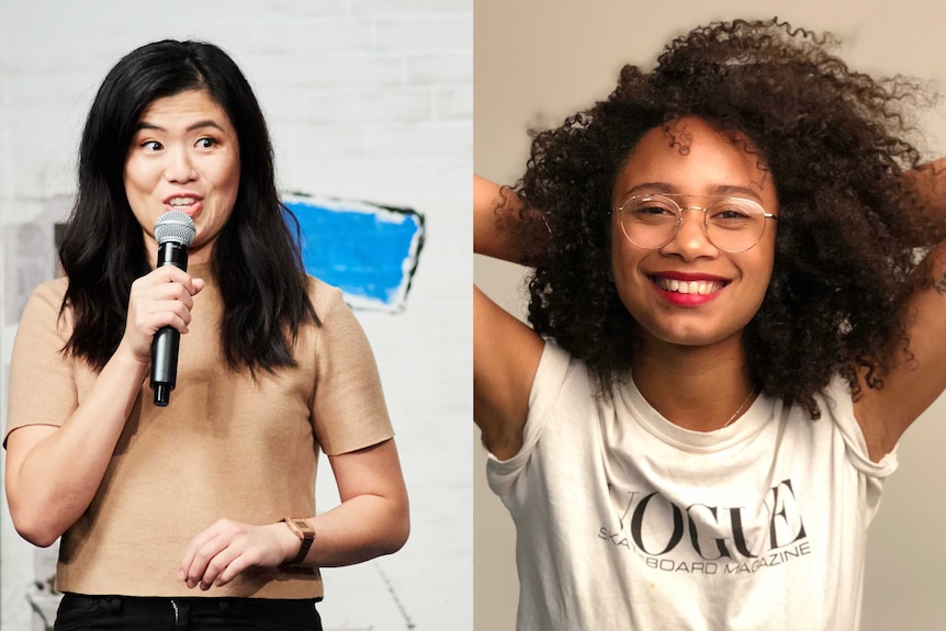 Portraits of a young Asian woman and young black woman